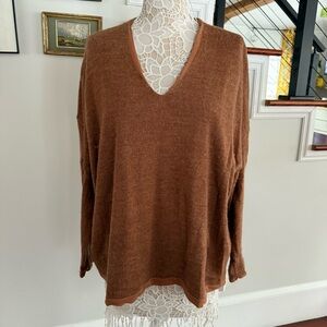 POETRY Light Brown Baby Alpaca Vneck Sweater Sz 16 US